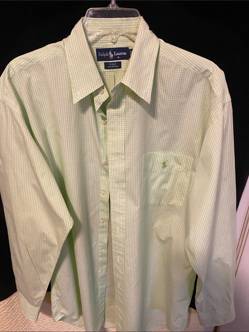 Ralph Lauren Men's Pale Green Gingham Button-Down Shirt